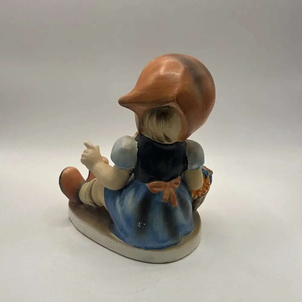 Vintage Porcelain Girl Figurine w/ Flower Basket & Chicks F-2 Hand Painted *